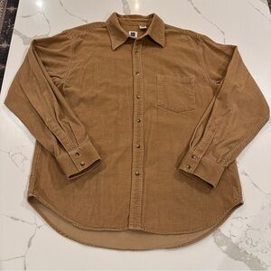 Gap Factory Men's Corduroy Button Down Shirt L Brown Beige Preppy Western Cotton